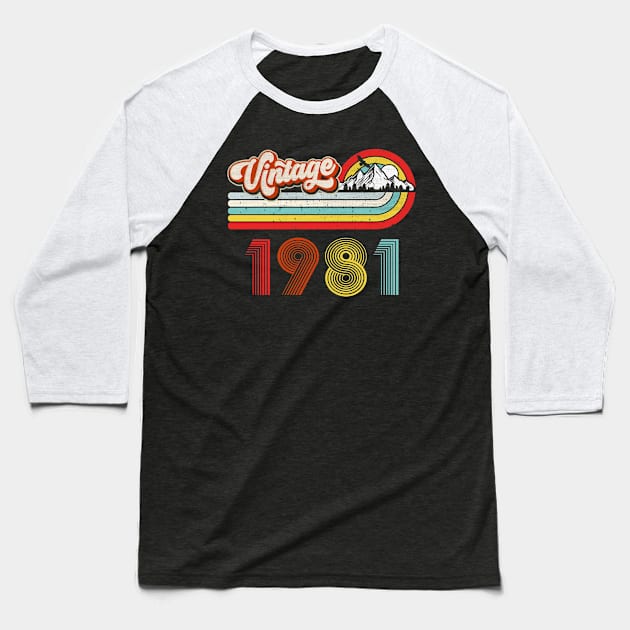 42 Year Old Birthday Vintage 1981 42th Birthday Baseball T-Shirt by Sun68